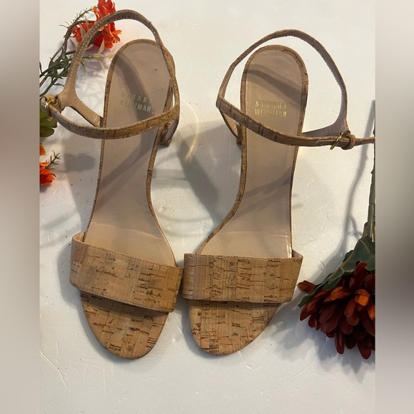 Stuart Weitzman Cork Block Heel Sandals - Picture 5 of 10